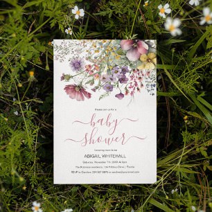 Aquarell-Wildblumen-Baby-Party Einladung