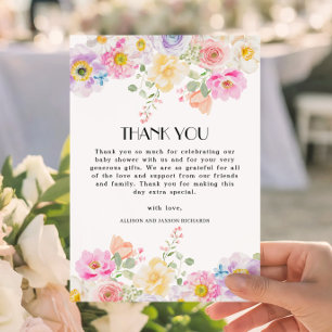 Aquarell-Wildblumen-Baby-Shower-Dankbarkeit Dankeskarte