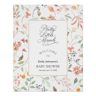 Aquarell-Wildblumen-Baby-Shower-Party-Schilder Poster