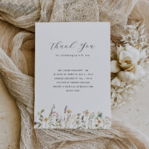 Aquarell Wildblumen Babydusche Dank Karte