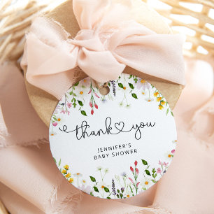 Aquarell Wildblumen Babydusche Danke Geschenkanhänger