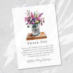 Aquarell-Wildblumen Beileids-Funeral Dankeskarte