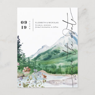 Aquarell-Wildblumen-Berg Termin vormerken Ankündigungspostkarte