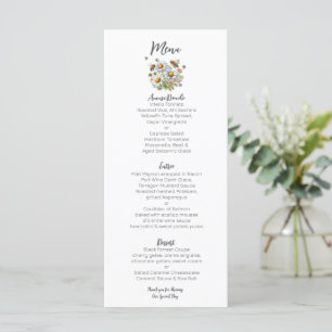 Aquarell-Wildblumen-Biene-Hochzeit Menükarte