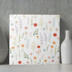 Aquarell-Wildblumen-Blumen-Botanik-Muster Fliese