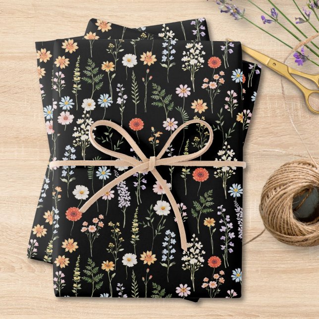 Aquarell-Wildblumen-Blumen-Botanik-Muster Geschenkpapier Set (Von Creator hochgeladen)