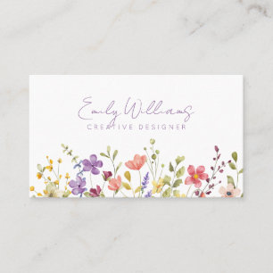 Aquarell-Wildblumen-Blumen-Geschäftskarte Visitenkarte