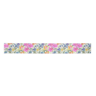Aquarell-Wildblumen-Blumen - Pastell-Rosa Lila  Satinband