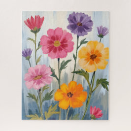 Aquarell-Wildblumen | Blumenfeld-Malerei Puzzle