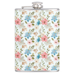 Aquarell-Wildblumen-Blumenmuster Flachmann