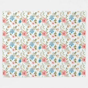 Aquarell-Wildblumen-Blumenmuster Fleecedecke