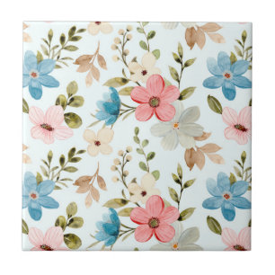 Aquarell-Wildblumen-Blumenmuster Fliese
