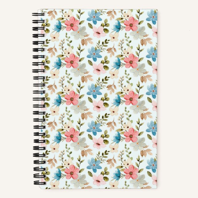 Aquarell-Wildblumen-Blumenmuster Notizbuch (Vorderseite)