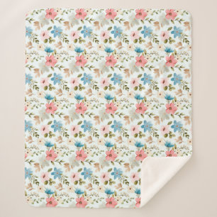 Aquarell-Wildblumen-Blumenmuster Sherpadecke