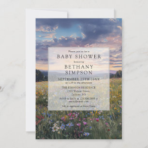 Aquarell-Wildblumen-Blumenwiese-Baby-Shower Einladung