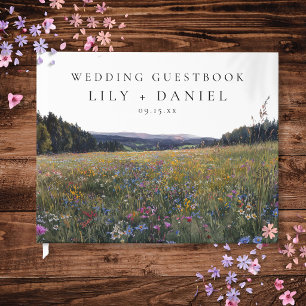 Aquarell-Wildblumen-Blumenwiese-Hochzeit Gästebuch