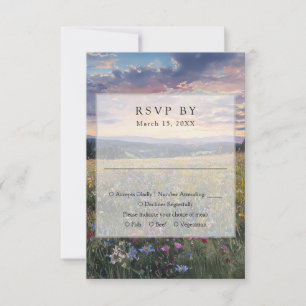Aquarell-Wildblumen-Blumenwiese-Hochzeit RSVP Karte