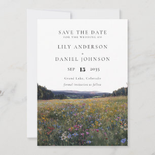 Aquarell-Wildblumen-Blumenwiese-Hochzeit Save The Date