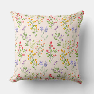 Aquarell-Wildblumen-Botanik-Muster  Kissen