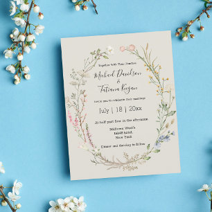 Aquarell-Wildblumen botanische grüne Hochzeit Einladung