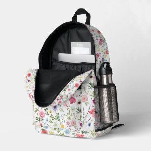 Aquarell-Wildblumen-Botanischer-Garten-Muster Bedruckter Rucksack