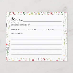 Aquarell-Wildblumen-Brautparty-Rezeptkarte