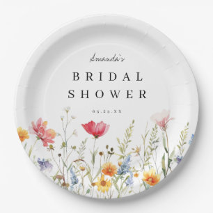 Aquarell-Wildblumen-Brautparty-Teller aus Papier Pappteller