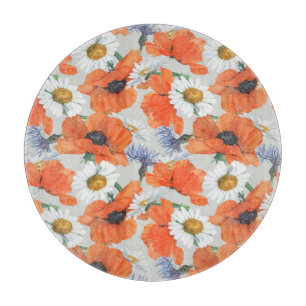 Aquarell-Wildblumen: Brillante Sommer-Palette Schneidebrett