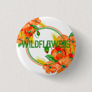 Aquarell-Wildblumen Button