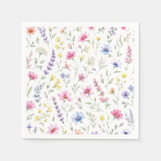 Aquarell-Wildblumen-Cocktailserviette Serviette