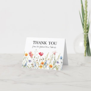 Aquarell-Wildblumen-Dankeskarte für Brautdusche Dankeskarte