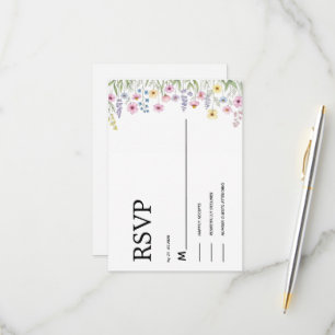 Aquarell-Wildblumen-Einladungskarte zum Antworten RSVP Karte
