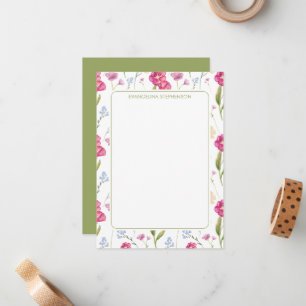 Aquarell-Wildblumen-Elegante Personalisierte Blume Mitteilungskarte
