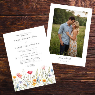Aquarell-Wildblumen-Foto-Hochzeitseinladung Einladung