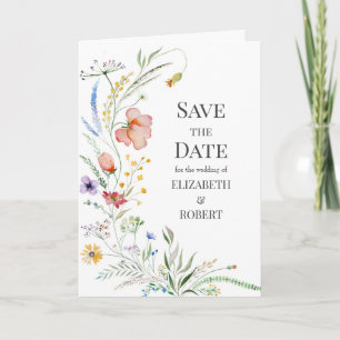 Aquarell-Wildblumen-Foto-Save-the-Date-Karte zum F Einladung