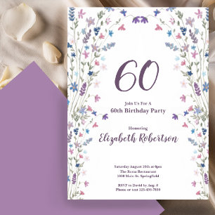 Aquarell-Wildblumen-Frauen-60. Geburtstag Einladung