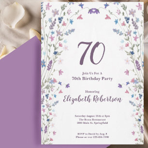 Aquarell-Wildblumen-Frauen-70. Geburtstag Einladung