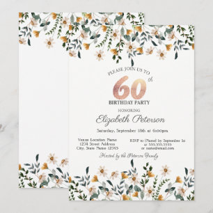 Aquarell-Wildblumen-Gartenparty 60. Geburtstag Einladung