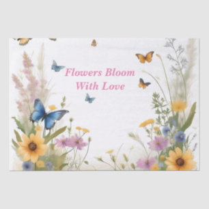 Aquarell-Wildblumen Gräser Und Schmetterlinge, Seidenpapier