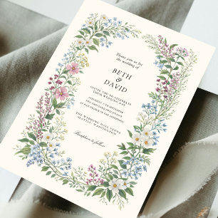 Aquarell-Wildblumen-Hochzeit Einladung
