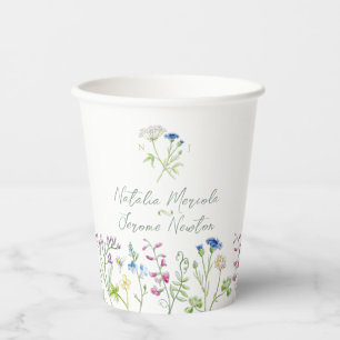 Aquarell-Wildblumen-Hochzeit farbenfrohe Blumen Pappbecher
