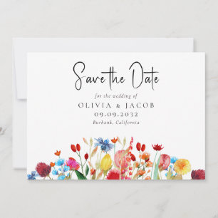 Aquarell-Wildblumen-Hochzeit - Termin vormerken Einladung