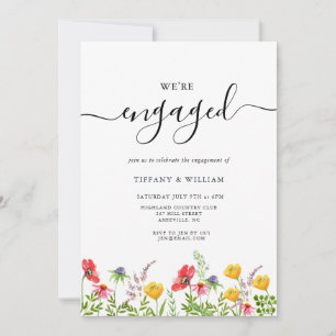Aquarell-Wildblumen-Hochzeitsankündigungsfeier Einladung
