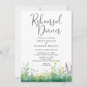Aquarell-Wildblumen-Hochzeitsprobe-Dinner Einladung