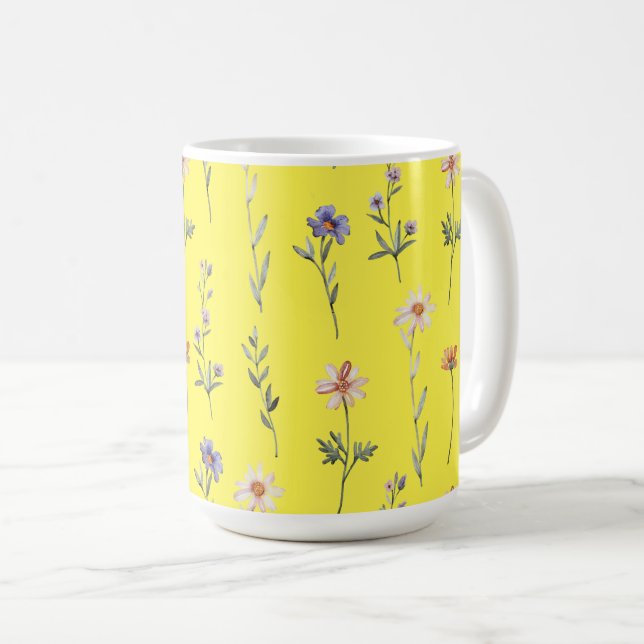 Aquarell-Wildblumen Kaffeetasse (VorderseiteRechts)