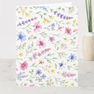 Aquarell-Wildblumen-Karte mit Falz Karte