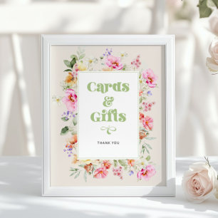 Aquarell-Wildblumen-Karten und Geschenke Baby Show Poster