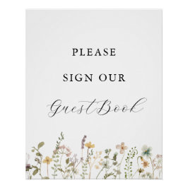 Aquarell Wildblumen Kinderdusche Gästebuch Untersc