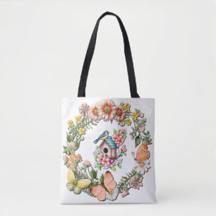 Aquarell-Wildblumen-Kranz mit Schmetterlingen