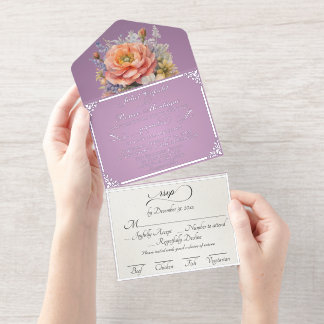 Aquarell-Wildblumen - Lavendel All-in-One-Einladung